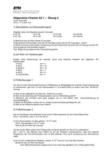 Allgemeine Chemie AC I — Übung 3