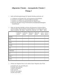 Allgemeine Chemie – Anorganische Chemie 1 Übung 3