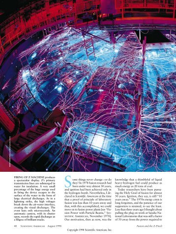 Fusion and the Z-Pinch - Scientific American Digital