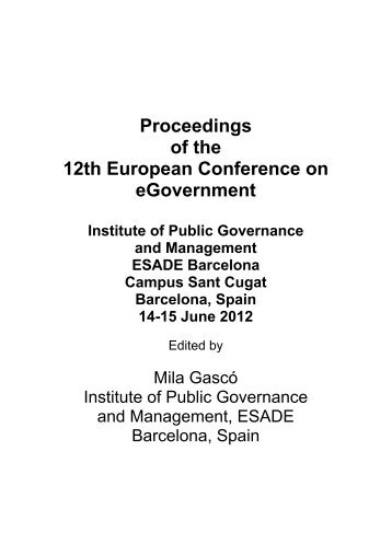 Proceedings of the 12th European Conference on eGovernment