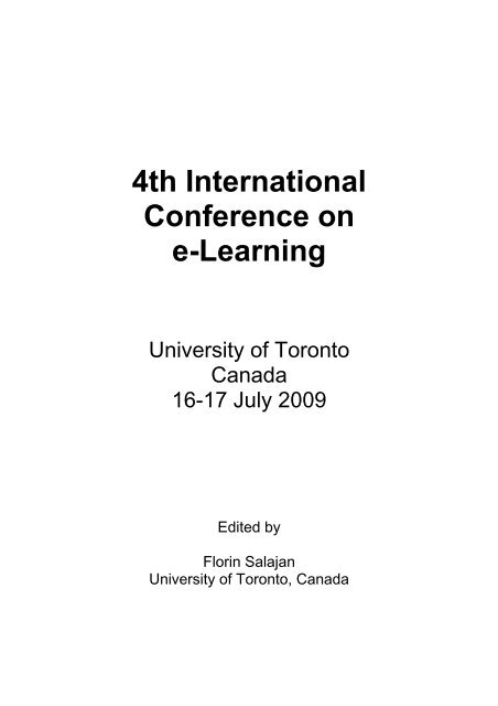 4th International Conference on e-Learning - Academic Conferences