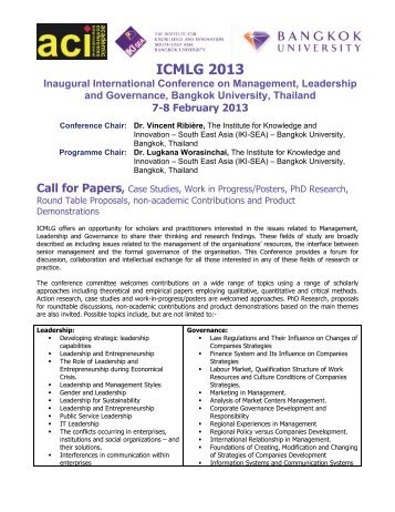 ICMLG 2013 Inaugural International Conference on Management ...
