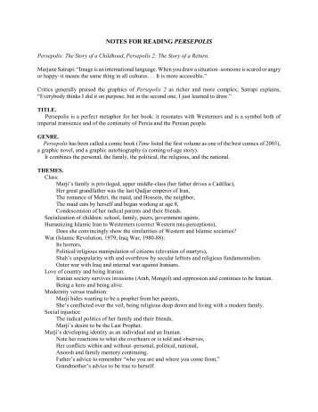 NOTES FOR READING PERSEPOLIS - Academic Home Page