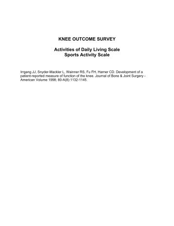 KNEE OUTCOME SURVEY Activities of Daily Living Scale ... - Regis