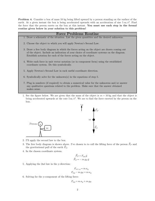 Physics 206 Example Problems Newton's Laws of Motion