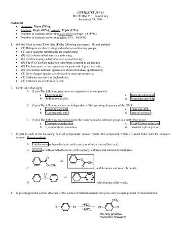 CHEMISTRY 314-01 MIDTERM # 1 – answer key September 29 ...