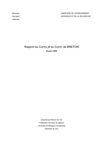 Rapport du CAPES et du CAFEP de BRETON - Ministère de l ...