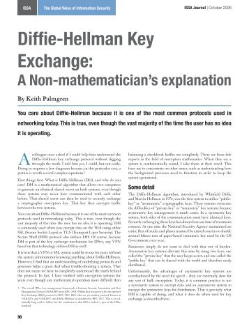 Diffie-Hellman Key Exchange: A Non-mathematician's ... - Regis