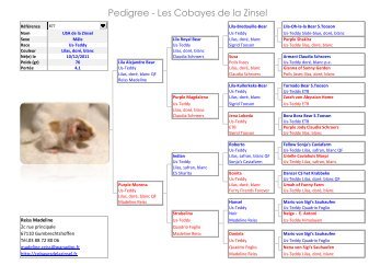Pedigree - Les Cobayes de la Zinsel