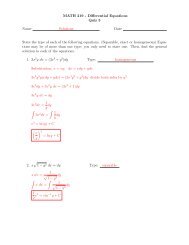 MATH 219 - Differential Equations Quiz 3 Name Solutions Date ...