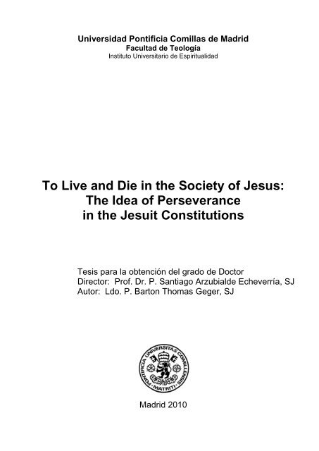 To Live and Die in the Society of Jesus - Regis - Regis University