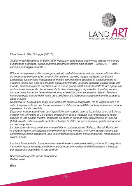 Land_Art-Elisa Boscolo Bibi-Raffaella Toniolo-Davide ...