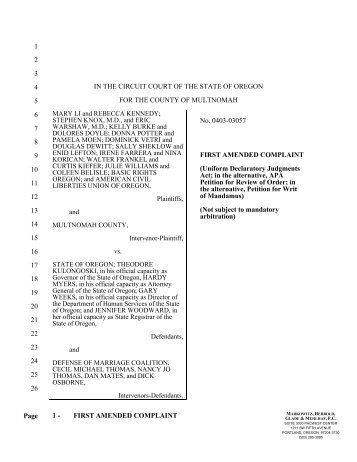 Read plaintiffs' complaint - ACLU of Oregon