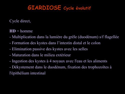 COPROLOGIE PARASITAIRE