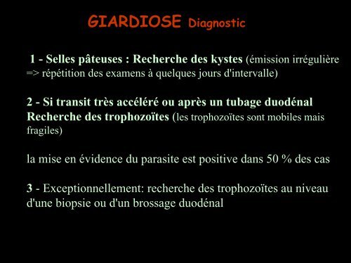 COPROLOGIE PARASITAIRE