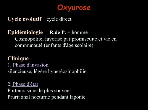 COPROLOGIE PARASITAIRE