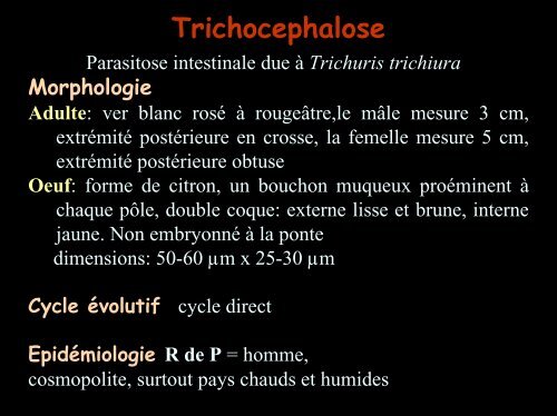 COPROLOGIE PARASITAIRE