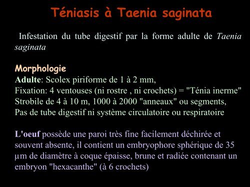 COPROLOGIE PARASITAIRE