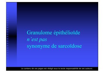 Granulome épithélioïde n'est pas synonyme de sarcoïdose