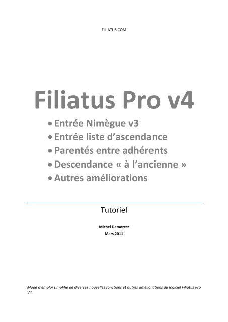 •Entrée Nimègue v3 •Entrée liste d'ascendance •Parentés ... - Filiatus