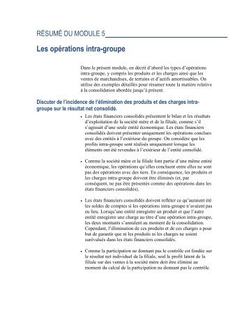 Les opérations intra-groupe