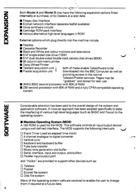 BBC Microcomputer System Information Sheet G2