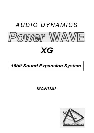 Audio Dynamics PowerWAVE XG manual