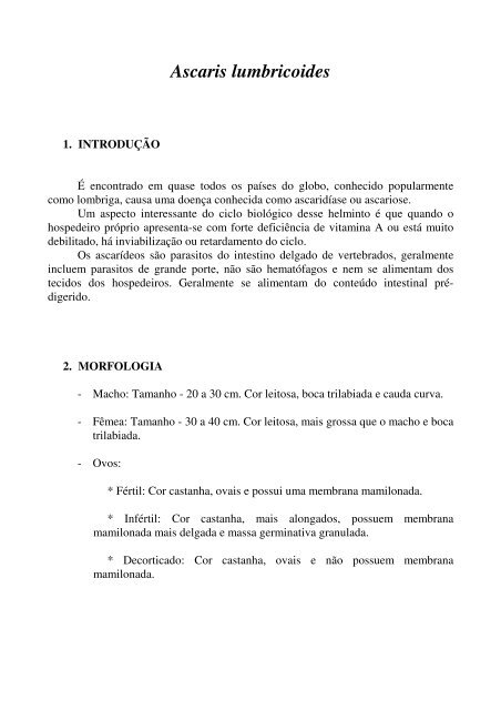 lumbricoides morfologia lumbricoides morfologia