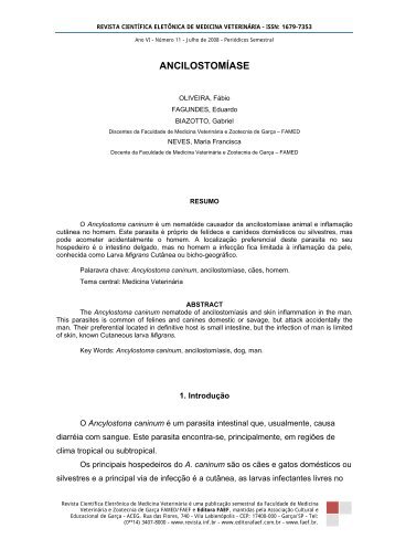 ANCILOSTOMÍASE - Revistas Eletrônicas - FAEF