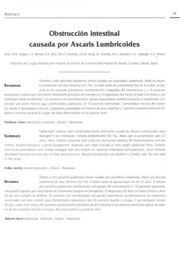 Obstrucción intestinal causada por Ascaris Lumbricoides - ACACI