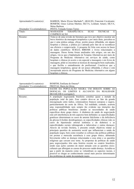 RESUMOS DOS TRABALHOS FISIOTERAPIA - Cesmac