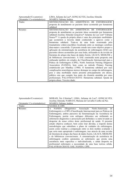 RESUMOS DOS TRABALHOS FISIOTERAPIA - Cesmac