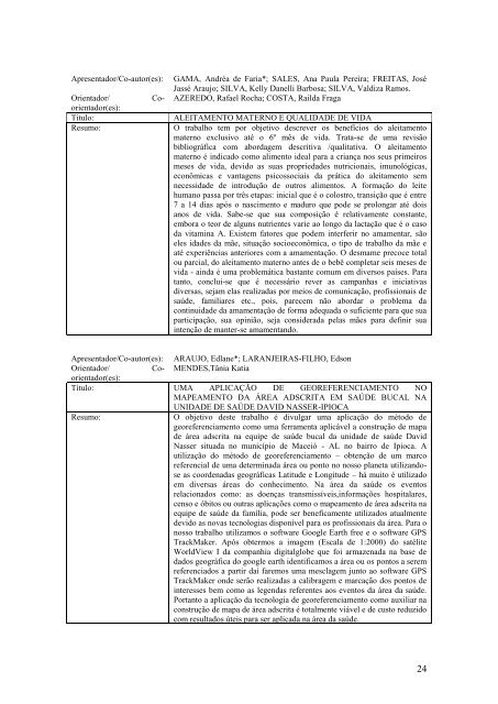 RESUMOS DOS TRABALHOS FISIOTERAPIA - Cesmac