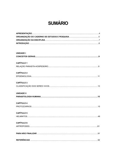 Parasitologia Clinica v1 - Ambiente Virtual de Aprendizagem