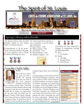 2012-04 Apr Newsletter - Chefs de Cuisine Association of St Louis