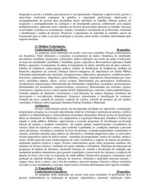 Anexo I. Art. 6º- Conteúdos programáticos: CARGOS: