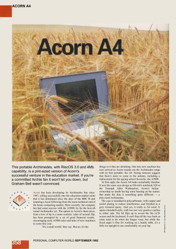ACORN A4 This portable Archimedes, with RiscOS 3.0 and 4Mb ...
