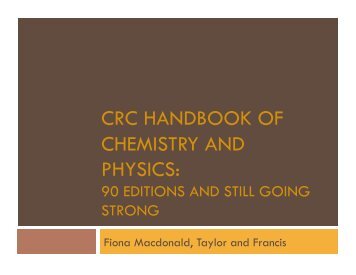 CRC HANDBOOK OF CHEMISTRY AND PHYSICS: - CINF