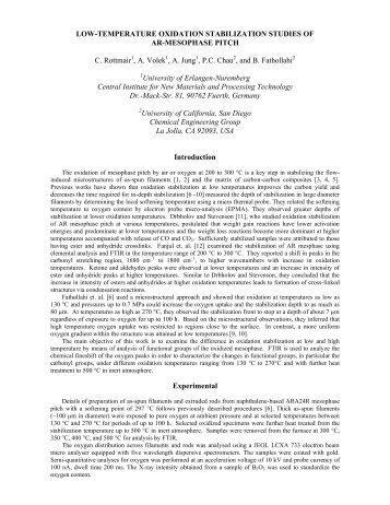 low-temperature oxidation stabilization studies of ar-mesophase pitch