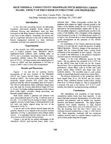 High Thermal Conductivity Mesophase Pitch-Derived Carbon Foams