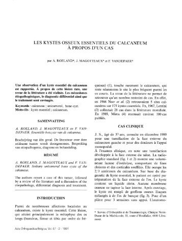 les kystes osseux essentiels du calcaneum à propos d'un cas - Acta ...