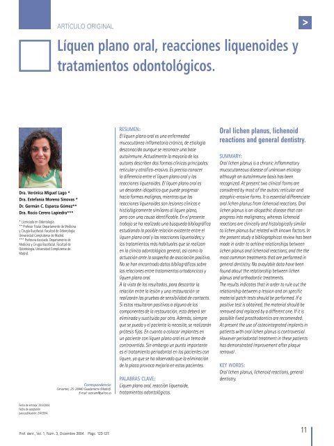 Líquen plano oral, reacciones liquenoides y tratamientos ... - COEM