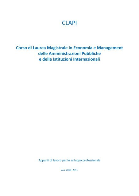 Corso di Laurea Magistrale in Economia e Management delle ...