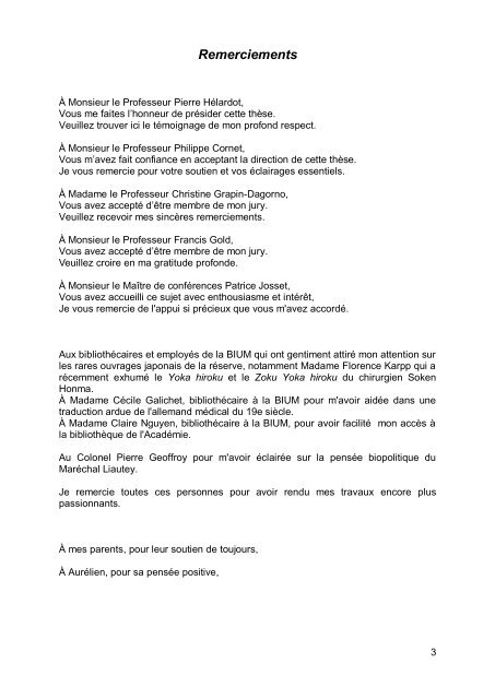 Remerciement These  Titre De La Thèse