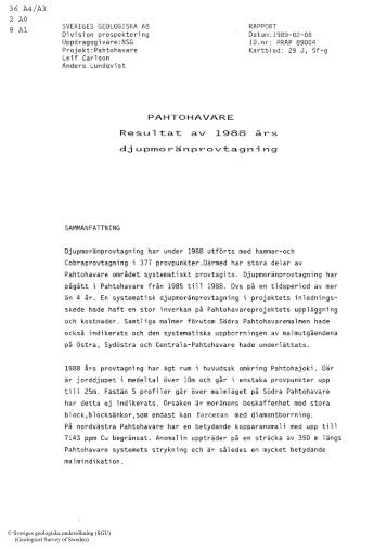 PAHTOHAVARE - Sveriges geologiska undersökning