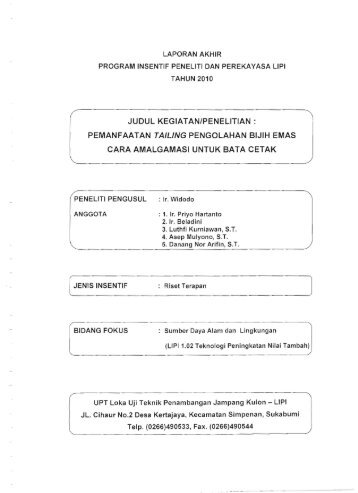 pemanfaatan tailing pengolahan bijih emas cara amalgamasi untuk ...