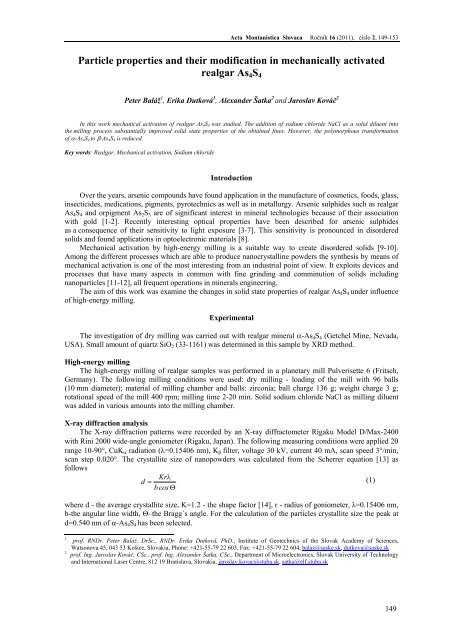 Particle properties and their modification in mechanically activated ...