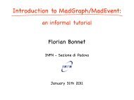 Introduction to MadGraph/MadEvent - Part 2 - Infn