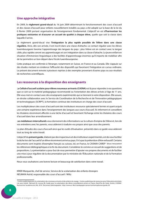 Accueillir et intégrer - Guide pour enseignants accueillant un enfant ...