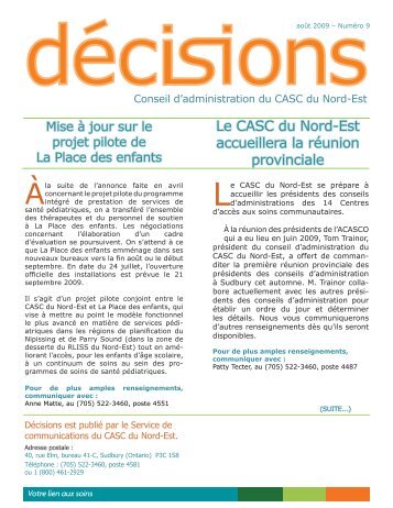 Le CASC du Nord-Est accueillera la réunion provinciale